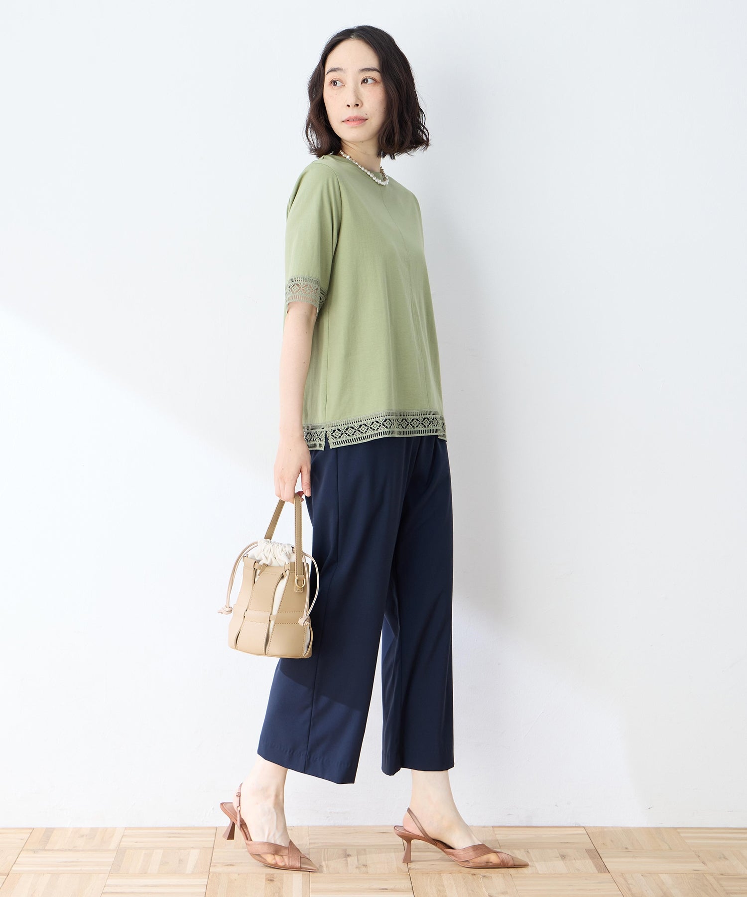 デコイ DECOY 【冷感】【UVカット】ひやさらコットンプレミアムレースTシャツ （ネイビー） ネイビー