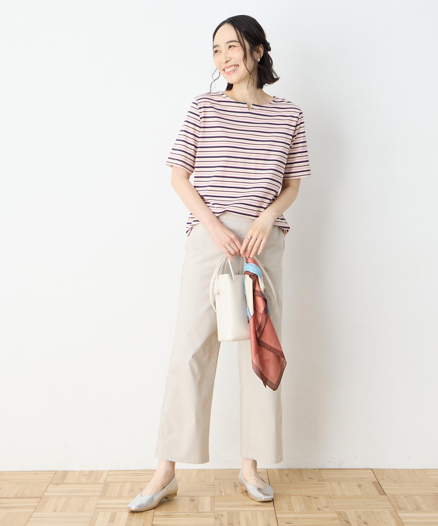 デコイ DECOY 【冷感】【UVカット】ひやさらコットンプレミアムマルチボーダーTシャツ （グリーン） グリーン
