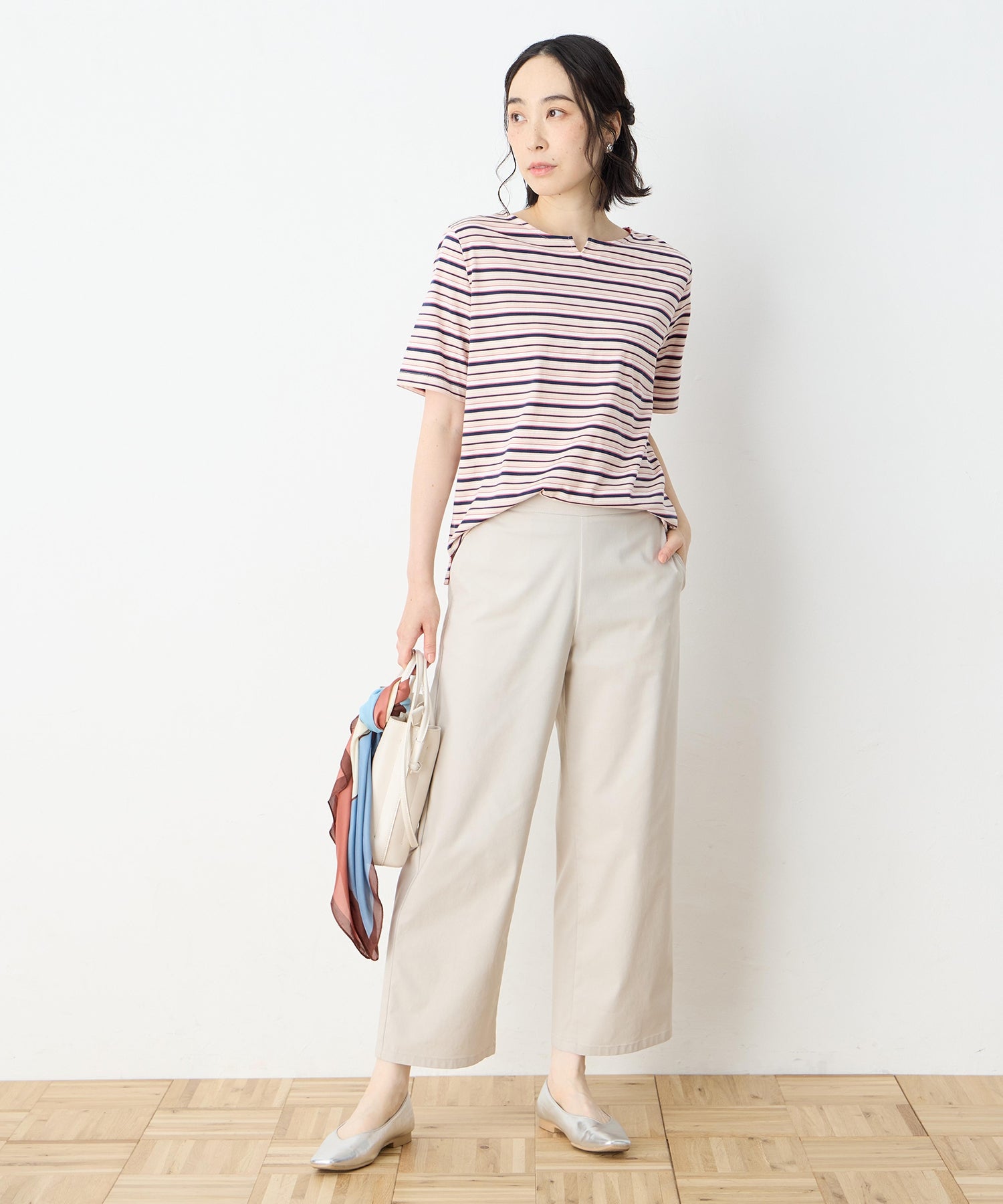 デコイ DECOY 【冷感】【UVカット】ひやさらコットンプレミアムマルチボーダーTシャツ （グリーン） グリーン