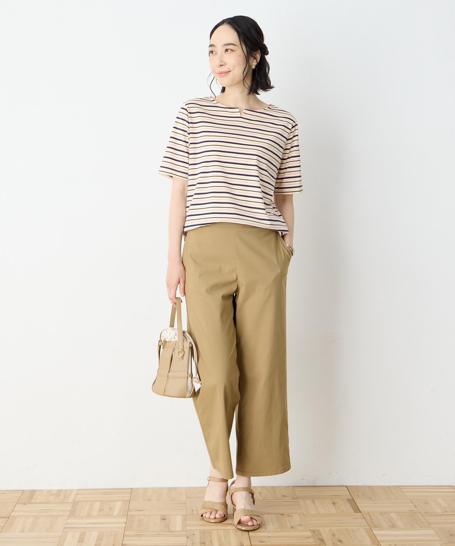 デコイ DECOY 【冷感】【UVカット】ひやさらコットンプレミアムマルチボーダーTシャツ （グリーン） グリーン
