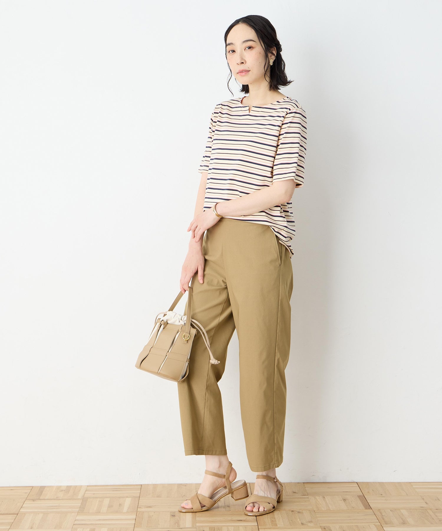デコイ DECOY 【冷感】【UVカット】ひやさらコットンプレミアムマルチボーダーTシャツ （グリーン） グリーン