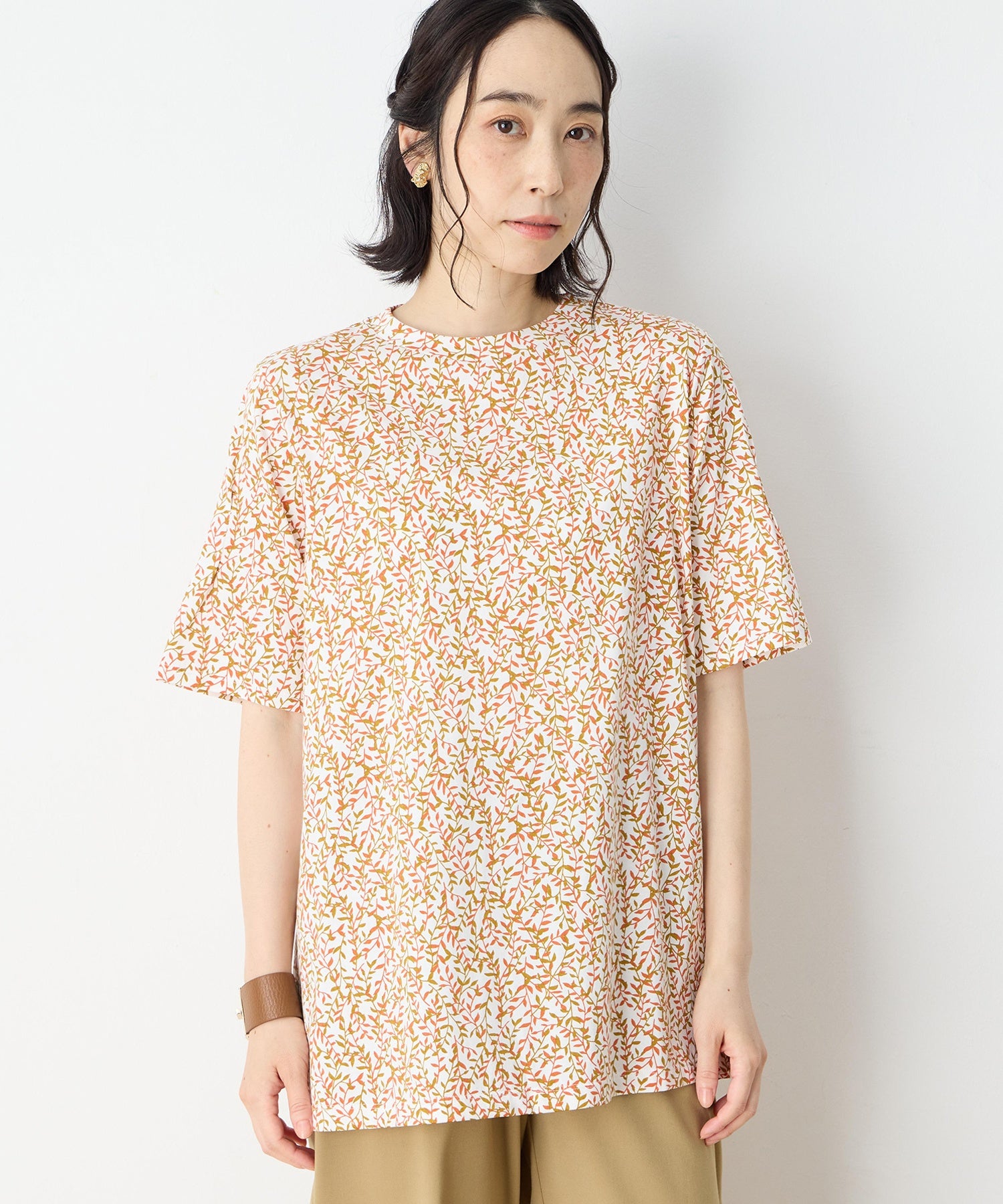 デコイ DECOY 【冷感】【UVカット】ひやさらコットンプレミアム袖ギャザーチュニックTシャツ （オレンジ） オレンジ