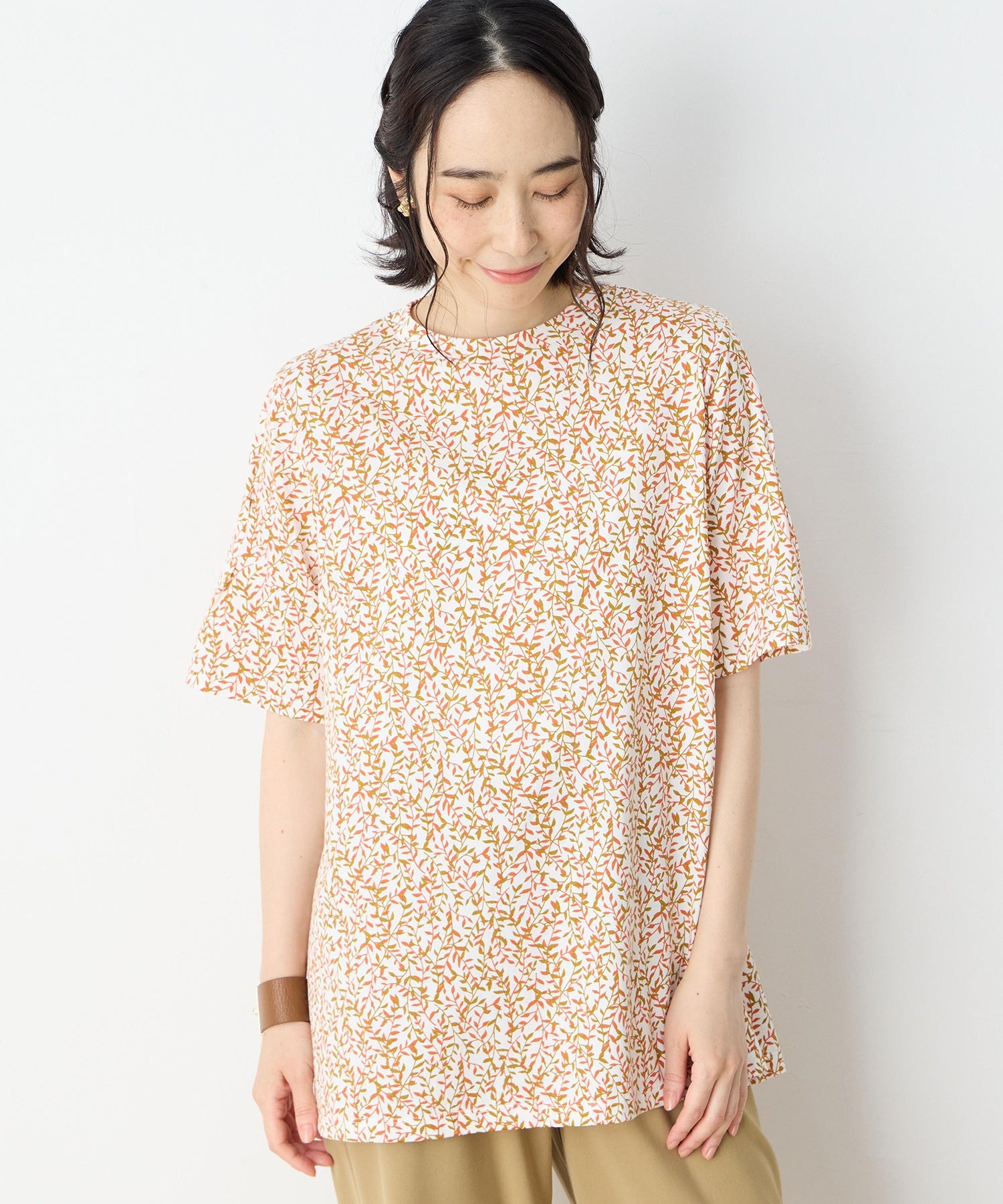 デコイ DECOY 【冷感】【UVカット】ひやさらコットンプレミアム袖ギャザーチュニックTシャツ （オレンジ） オレンジ