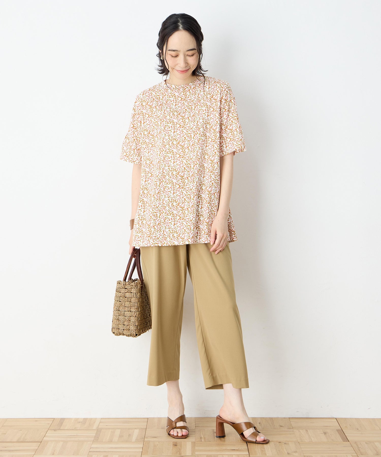 デコイ DECOY 【冷感】【UVカット】ひやさらコットンプレミアム袖ギャザーチュニックTシャツ （オレンジ） オレンジ