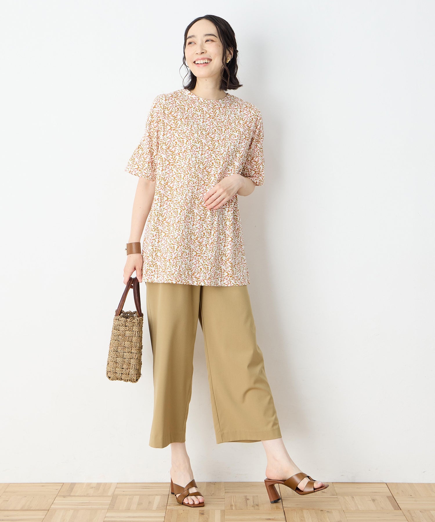 デコイ DECOY 【冷感】【UVカット】ひやさらコットンプレミアム袖ギャザーチュニックTシャツ （オレンジ） オレンジ
