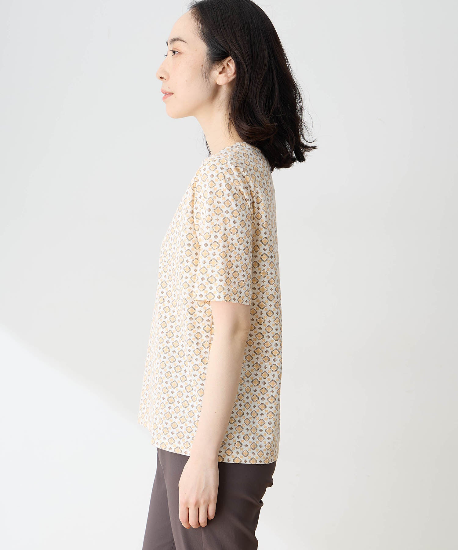 デコイ DECOY 【ひやさらコットン】小紋柄プリントTシャツ【綿100％・接触冷感・UVカット】 （グリーン） グリーン