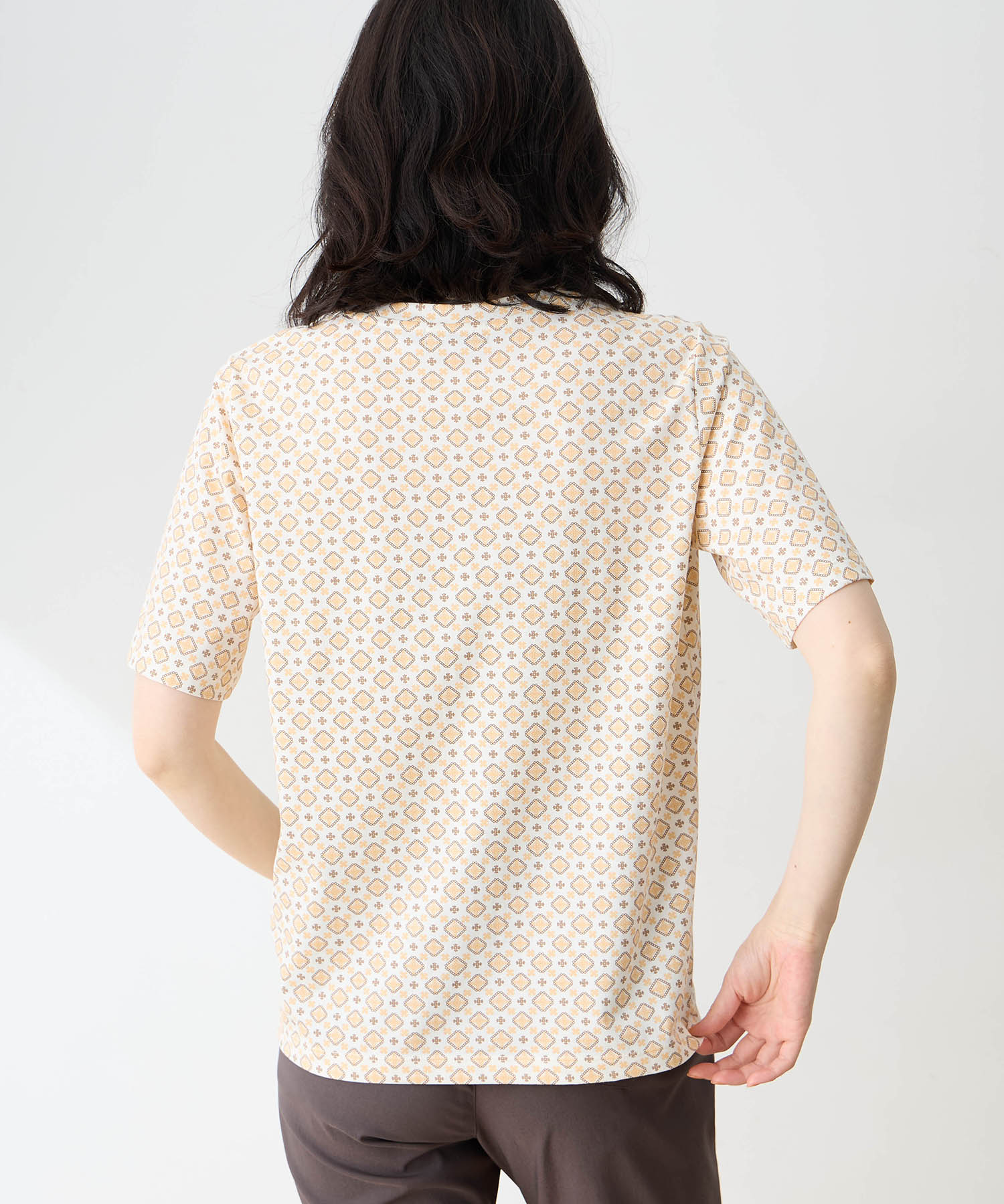 デコイ DECOY 【ひやさらコットン】小紋柄プリントTシャツ【綿100％・接触冷感・UVカット】 （グリーン） グリーン