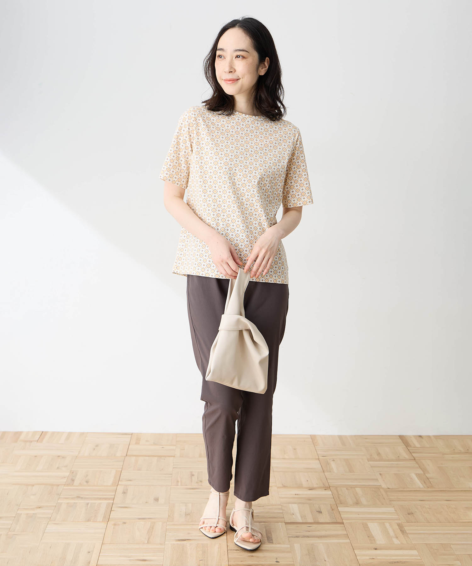 デコイ DECOY 【ひやさらコットン】小紋柄プリントTシャツ【綿100％・接触冷感・UVカット】 （グリーン） グリーン