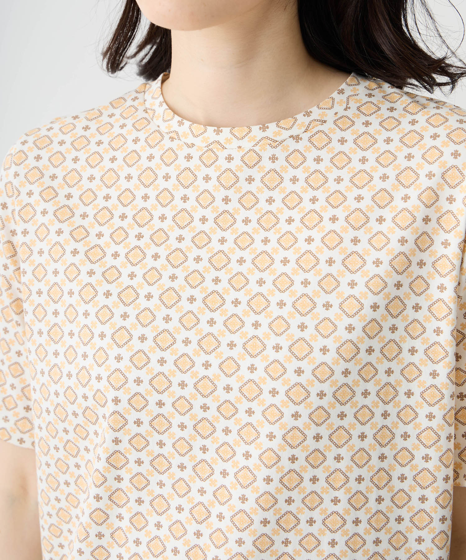 デコイ DECOY 【ひやさらコットン】小紋柄プリントTシャツ【綿100％・接触冷感・UVカット】 （グリーン） グリーン