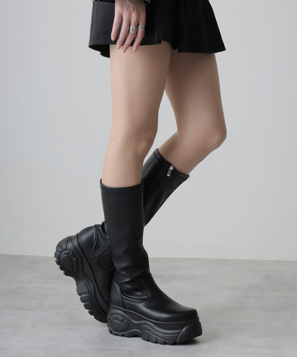 Demeter Lightweight Thick Sole Sneaker-Style Stretch Long Boots