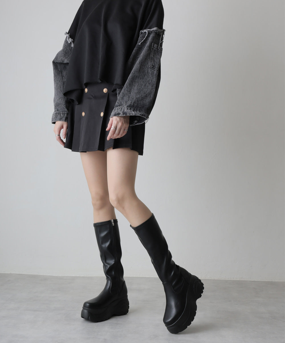 Demeter Lightweight Thick Sole Sneaker-Style Stretch Long Boots