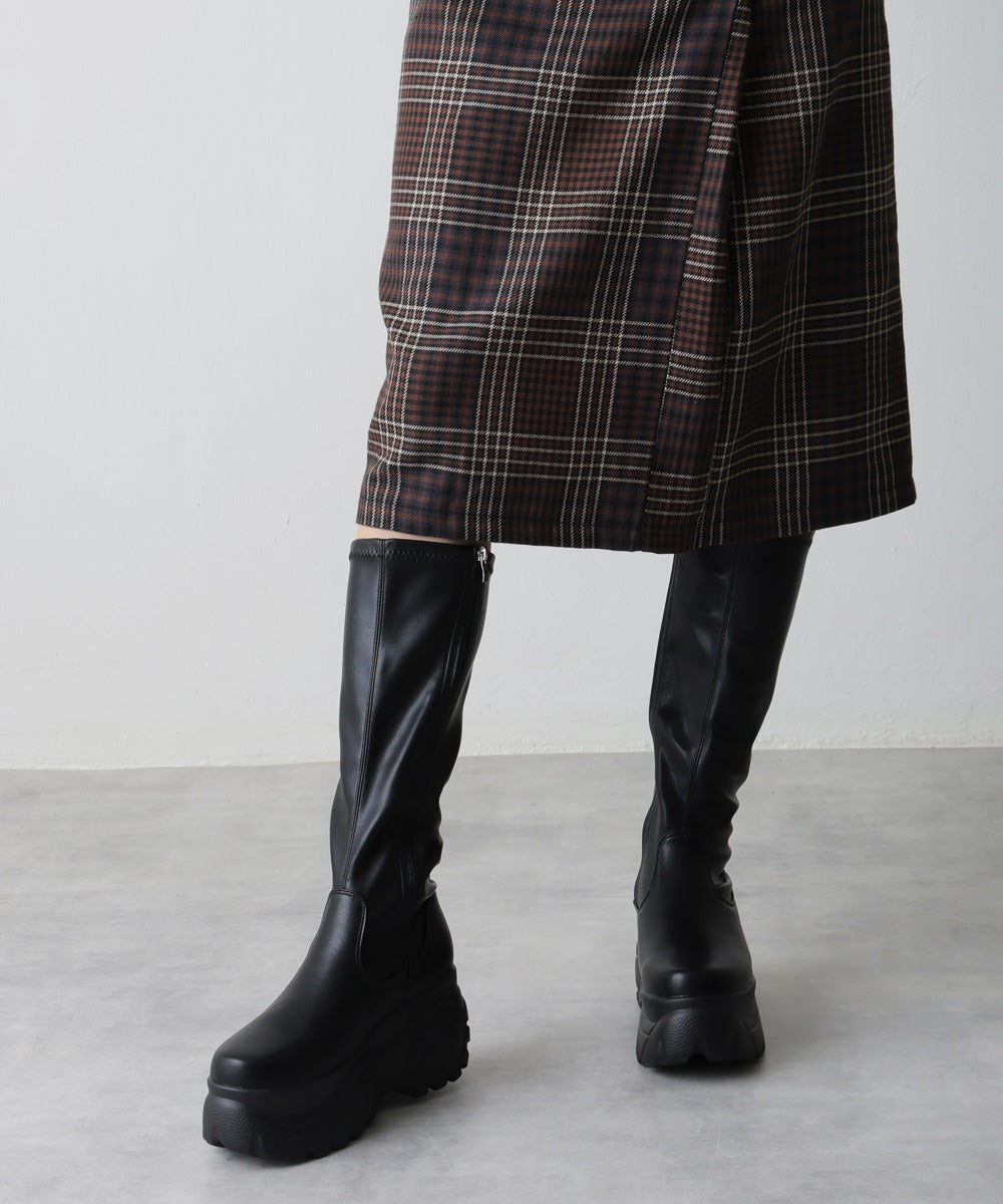 Demeter Lightweight Thick Sole Sneaker-Style Stretch Long Boots
