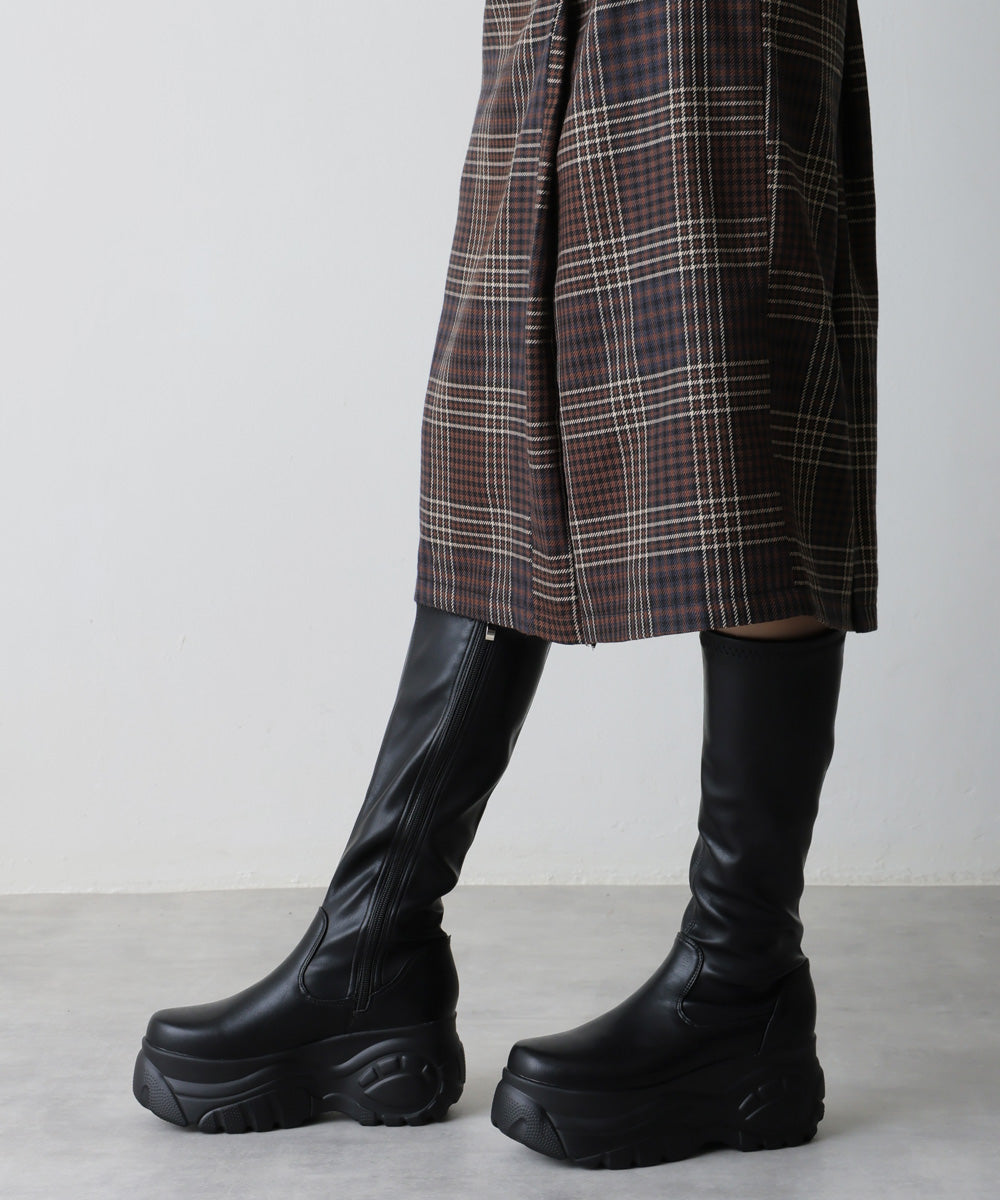 Demeter Lightweight Thick Sole Sneaker-Style Stretch Long Boots