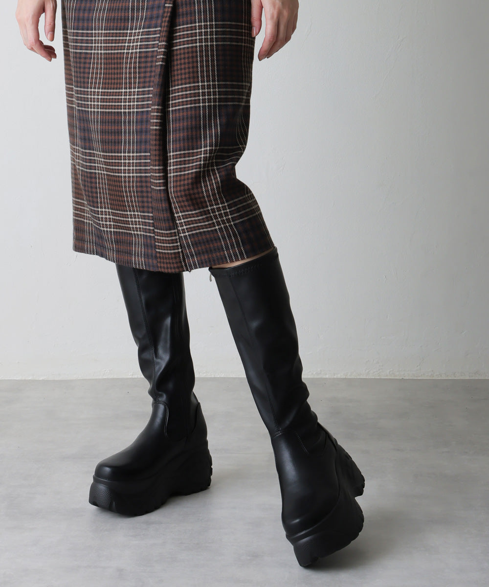 Demeter Lightweight Thick Sole Sneaker-Style Stretch Long Boots