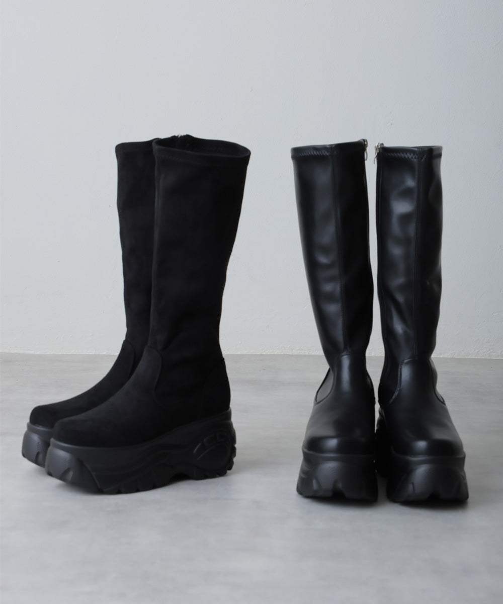 Demeter Lightweight Thick Sole Sneaker-Style Stretch Long Boots