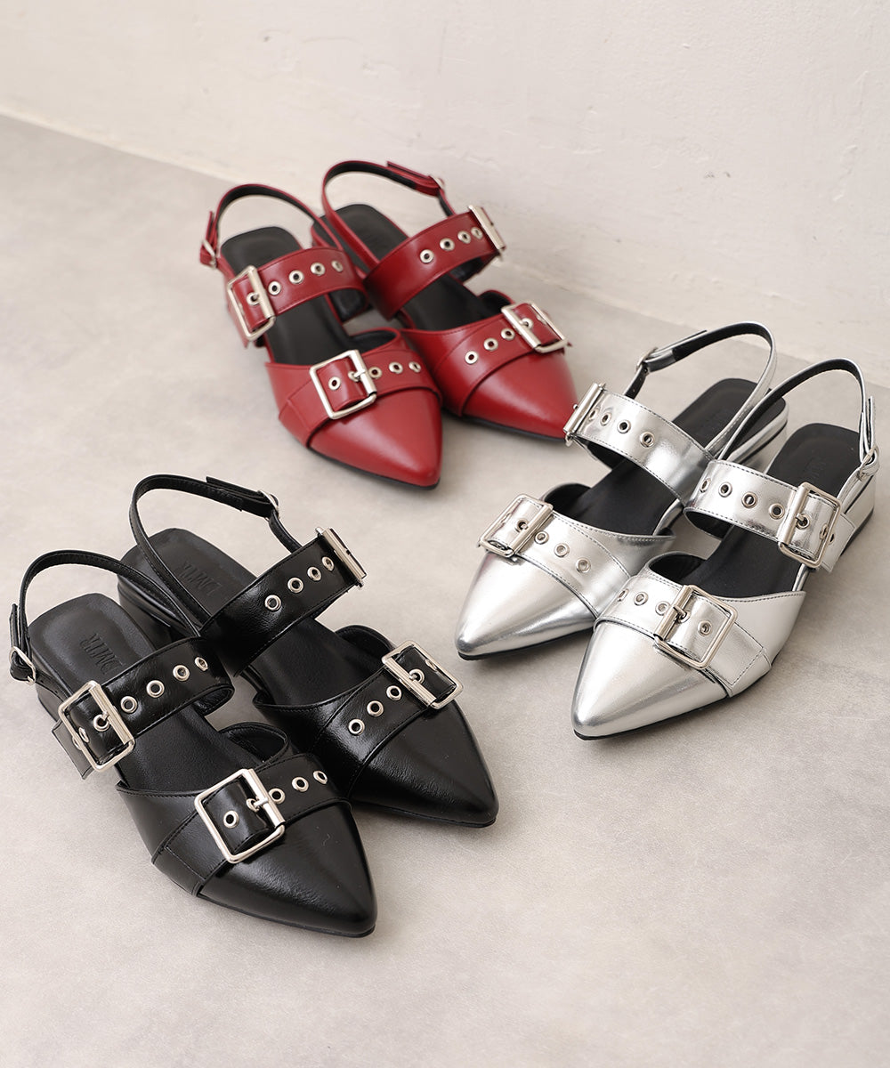 デメテル DEMETER ポインテッドトゥ バックルベルト ストラップパンプス （ブラック） ブラック