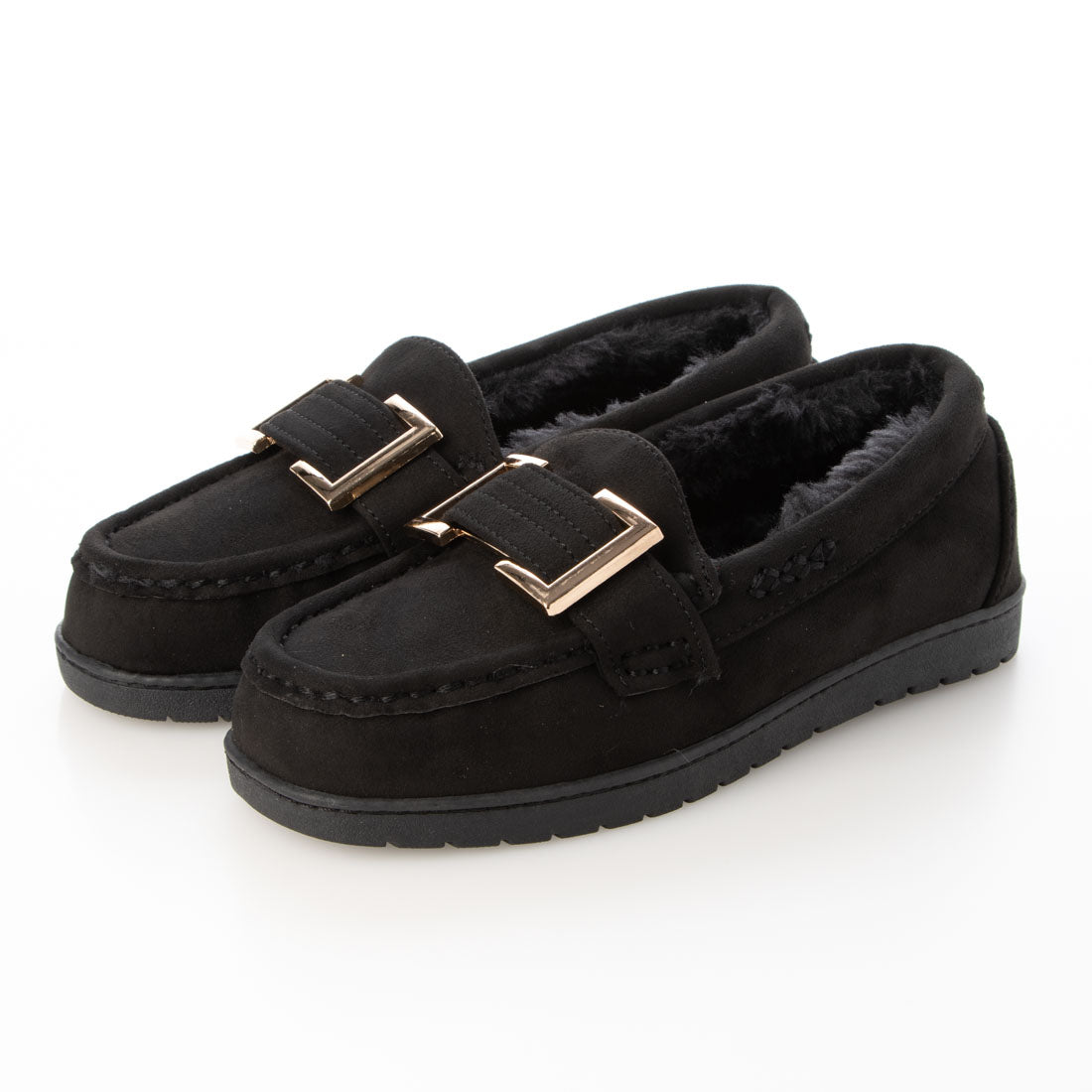 DEMETER Fluffy buckle fur moccasins