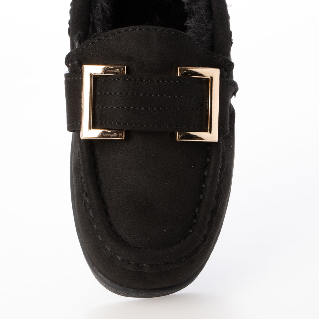 DEMETER Fluffy buckle fur moccasins
