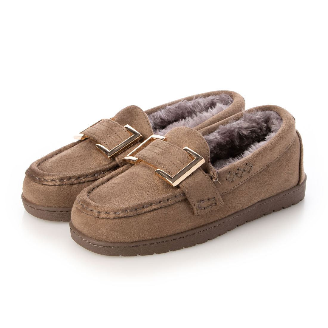 DEMETER Fluffy buckle fur moccasins