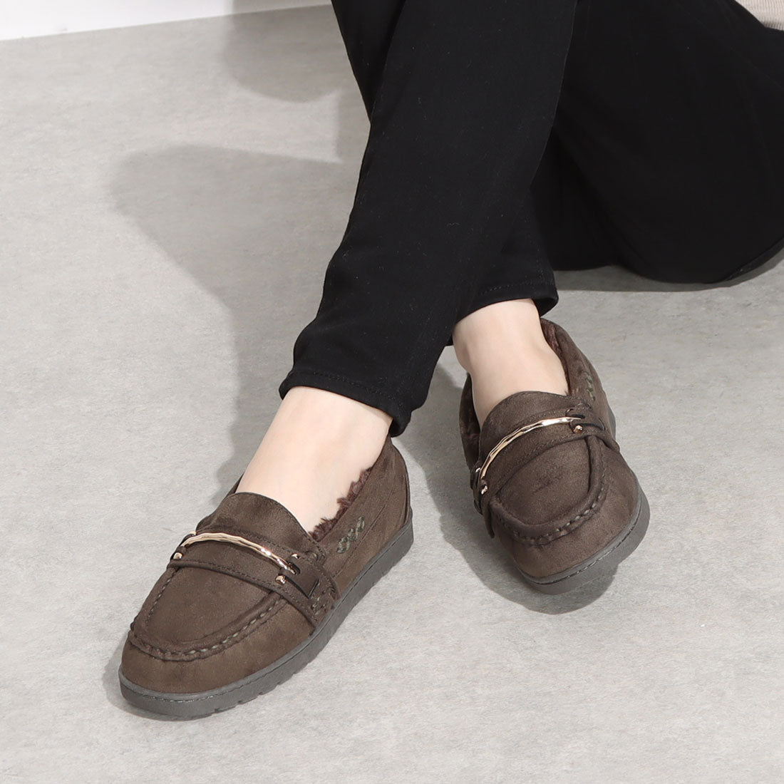 DEMETER Fluffy Bit Fur Moccasins