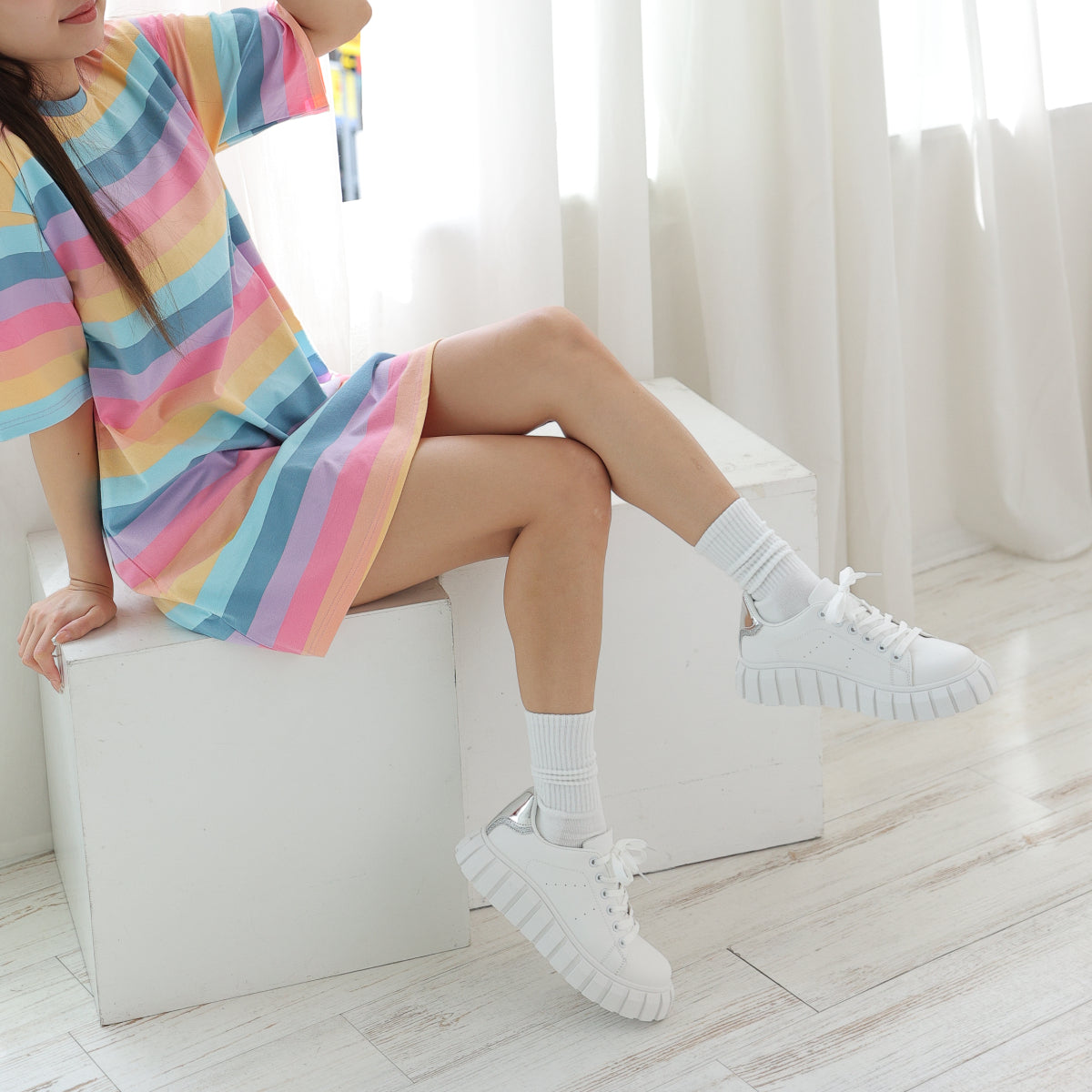 DEMETER thick sole ☆ uneven volume sole lace-up low cut sneakers