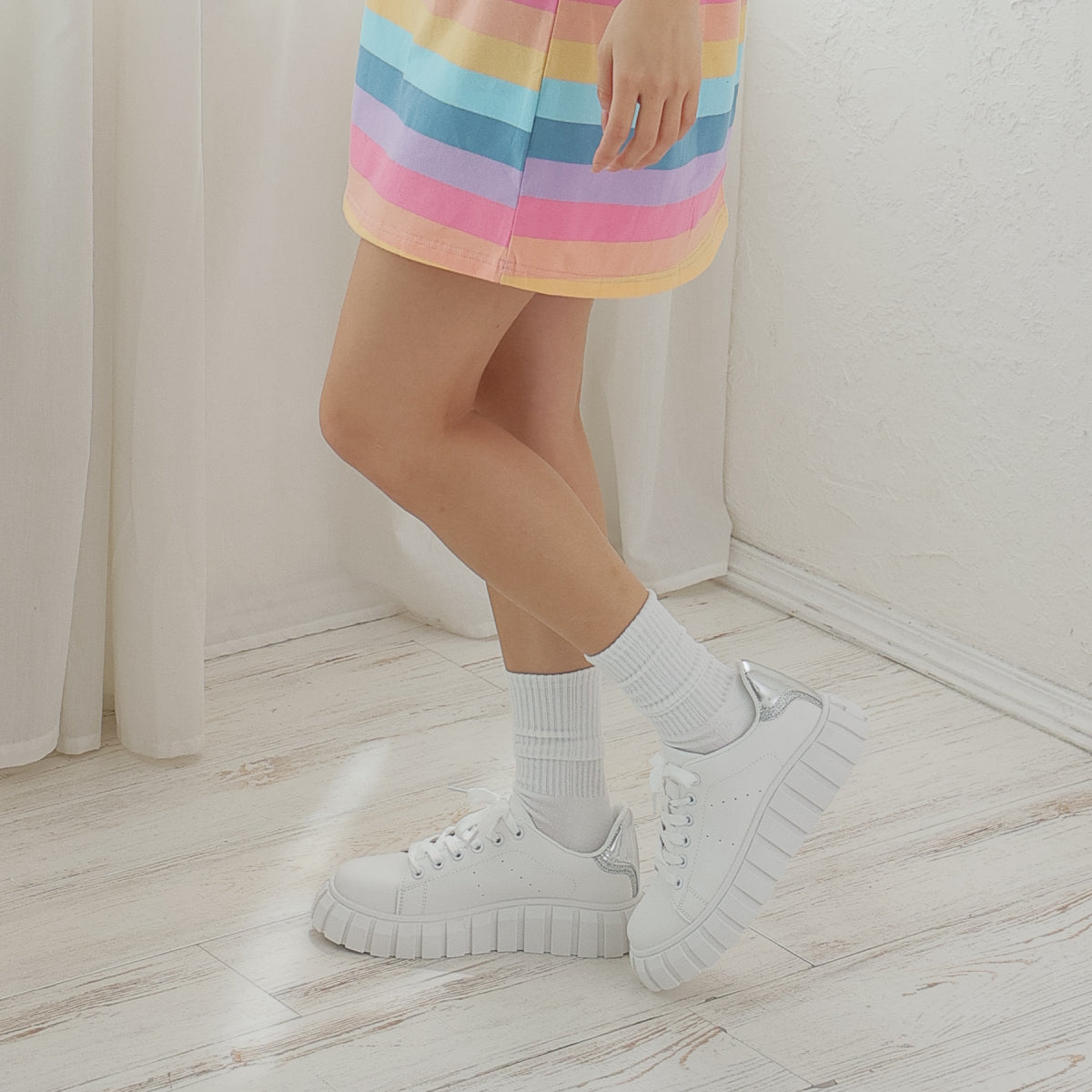 DEMETER thick sole ☆ uneven volume sole lace-up low cut sneakers