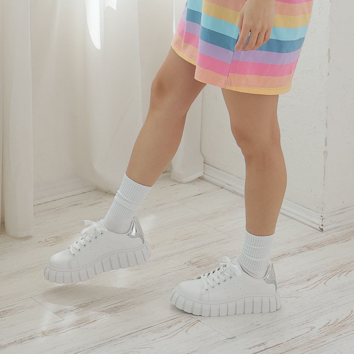 DEMETER thick sole ☆ uneven volume sole lace-up low cut sneakers