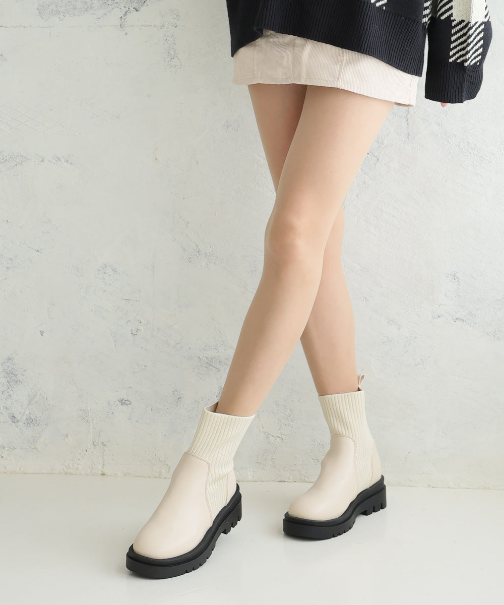 デメテル DEMETER 軽量☆厚底ソール ニット ショートブーツ