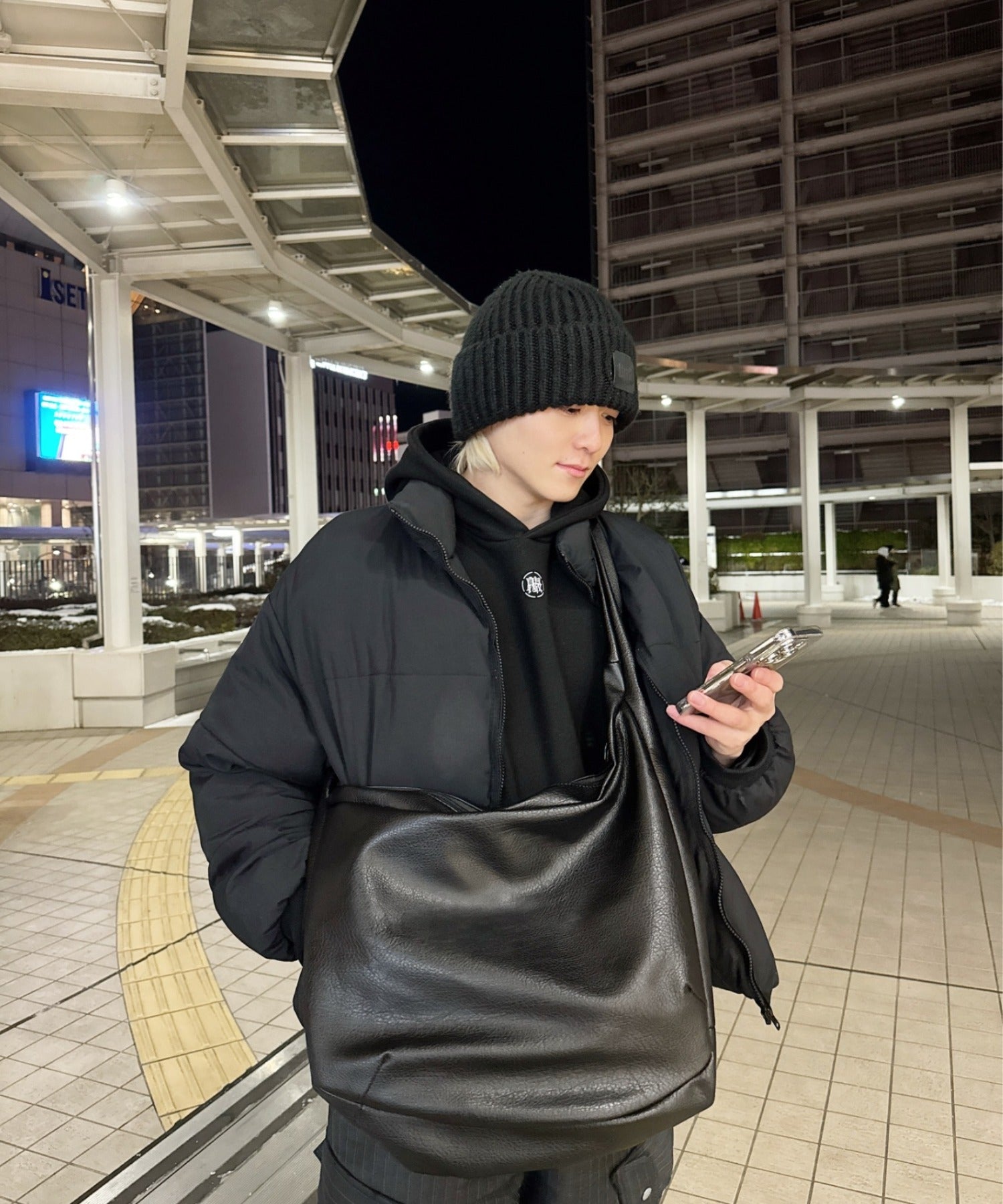 デバイス DEVICE PU レザー ビッグショルダーバッグ （BK） BK