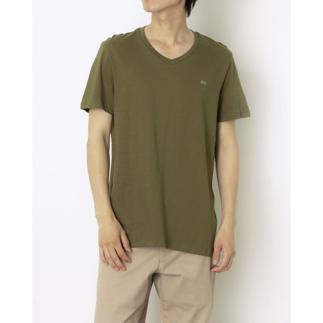 ディーゼル DIESEL 2Pセット 無地Vネック （NAVY KHAKI） NAVY KHAKI