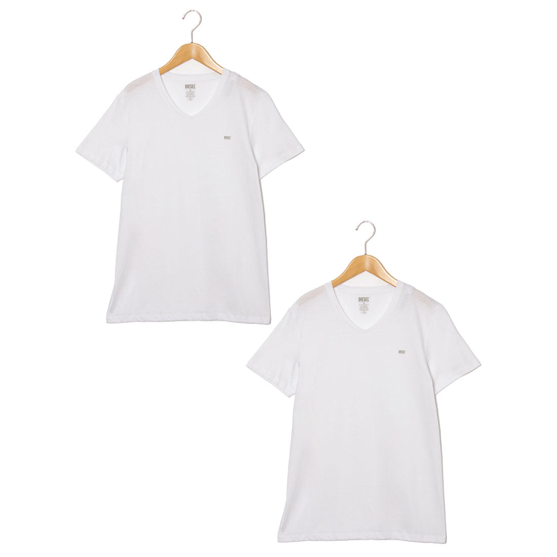 ディーゼル DIESEL 2Pセット 無地Vネック （WHITE） WHITE