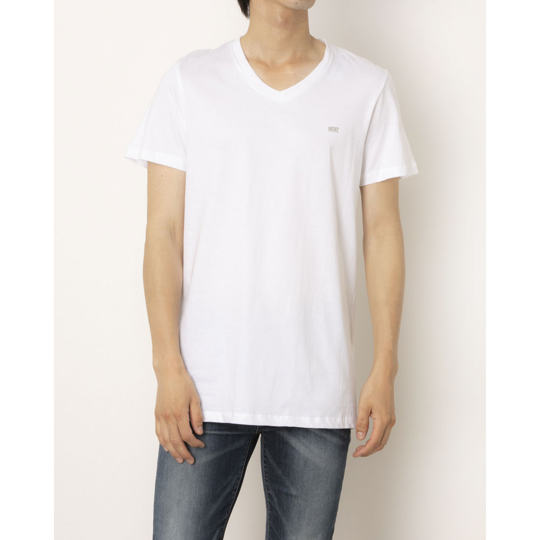 ディーゼル DIESEL 2Pセット 無地Vネック （WHITE） WHITE