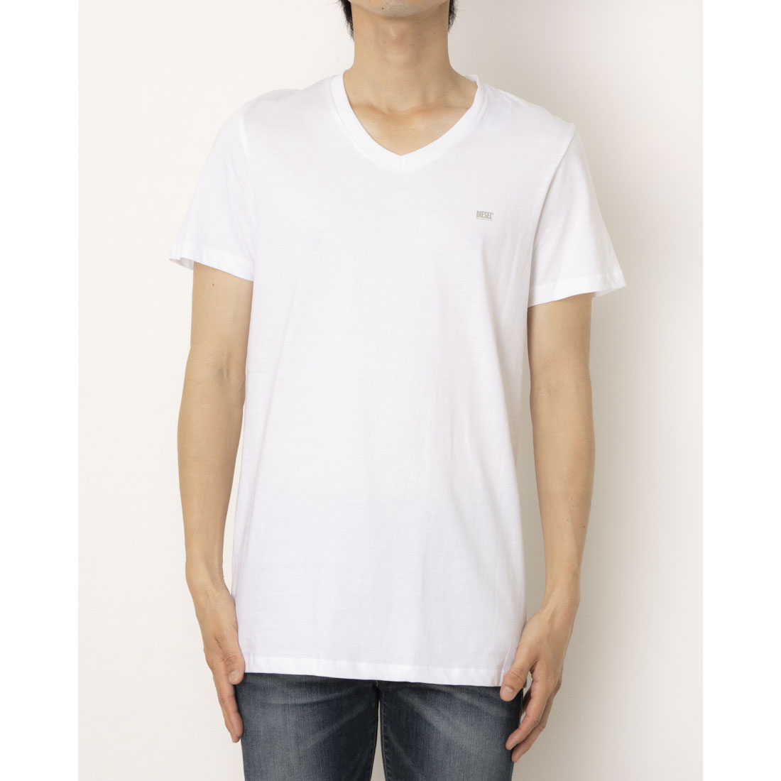 ディーゼル DIESEL 2Pセット 無地Vネック （WHITE） WHITE