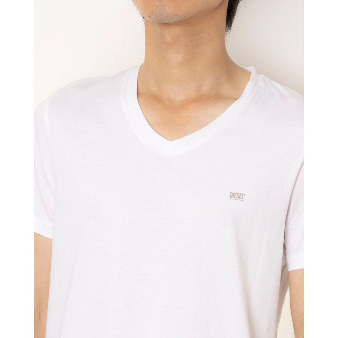 ディーゼル DIESEL 2Pセット 無地Vネック （WHITE） WHITE