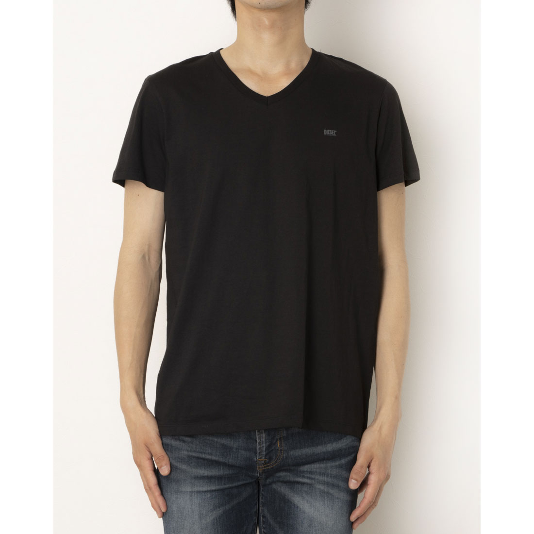 ディーゼル DIESEL 2Pセット 無地Vネック （BLACK） BLACK