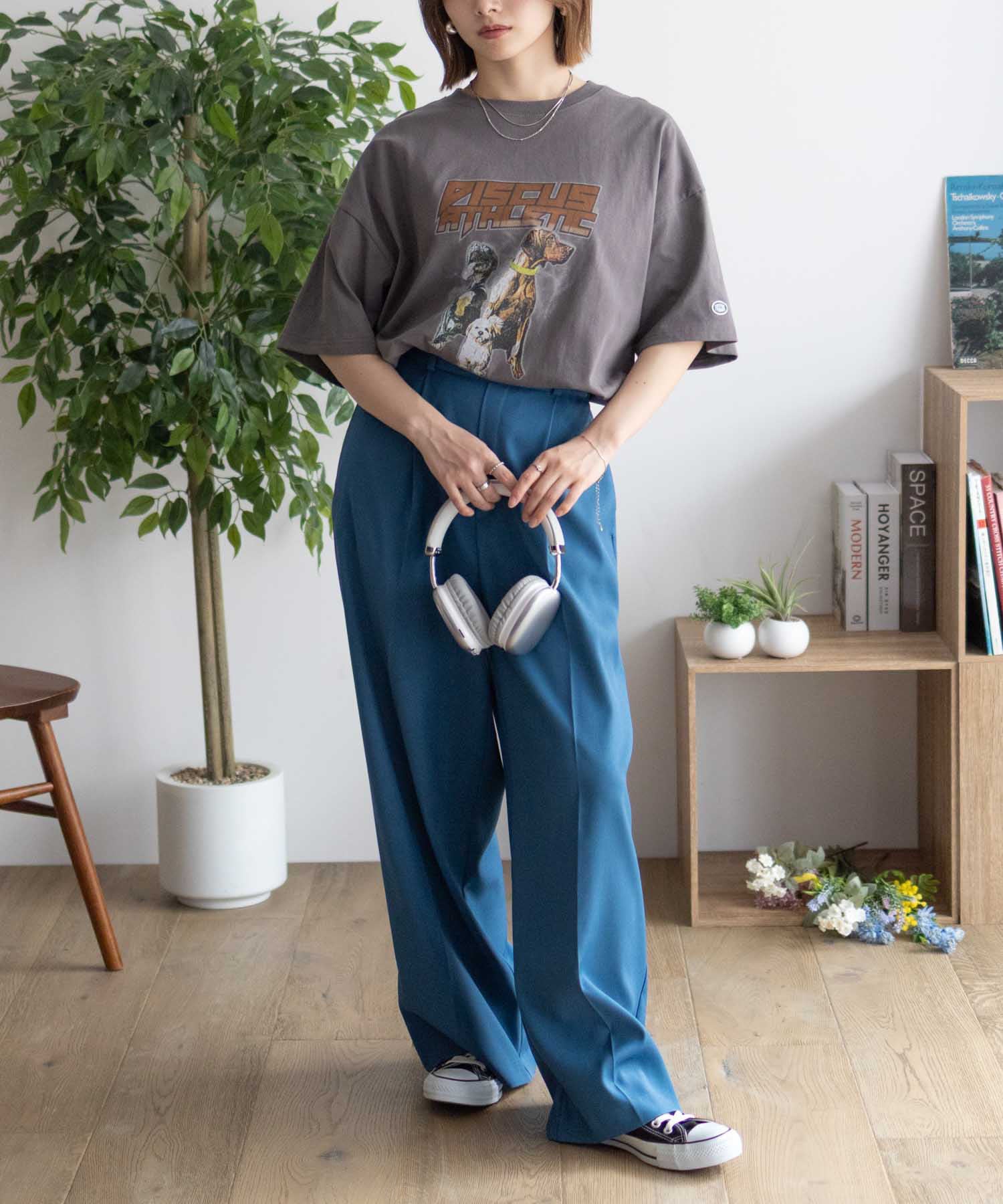 ディスカス アスレチック DISCUS ATHLETIC プリントビッグTシャツ 犬 （チャコール） チャコール