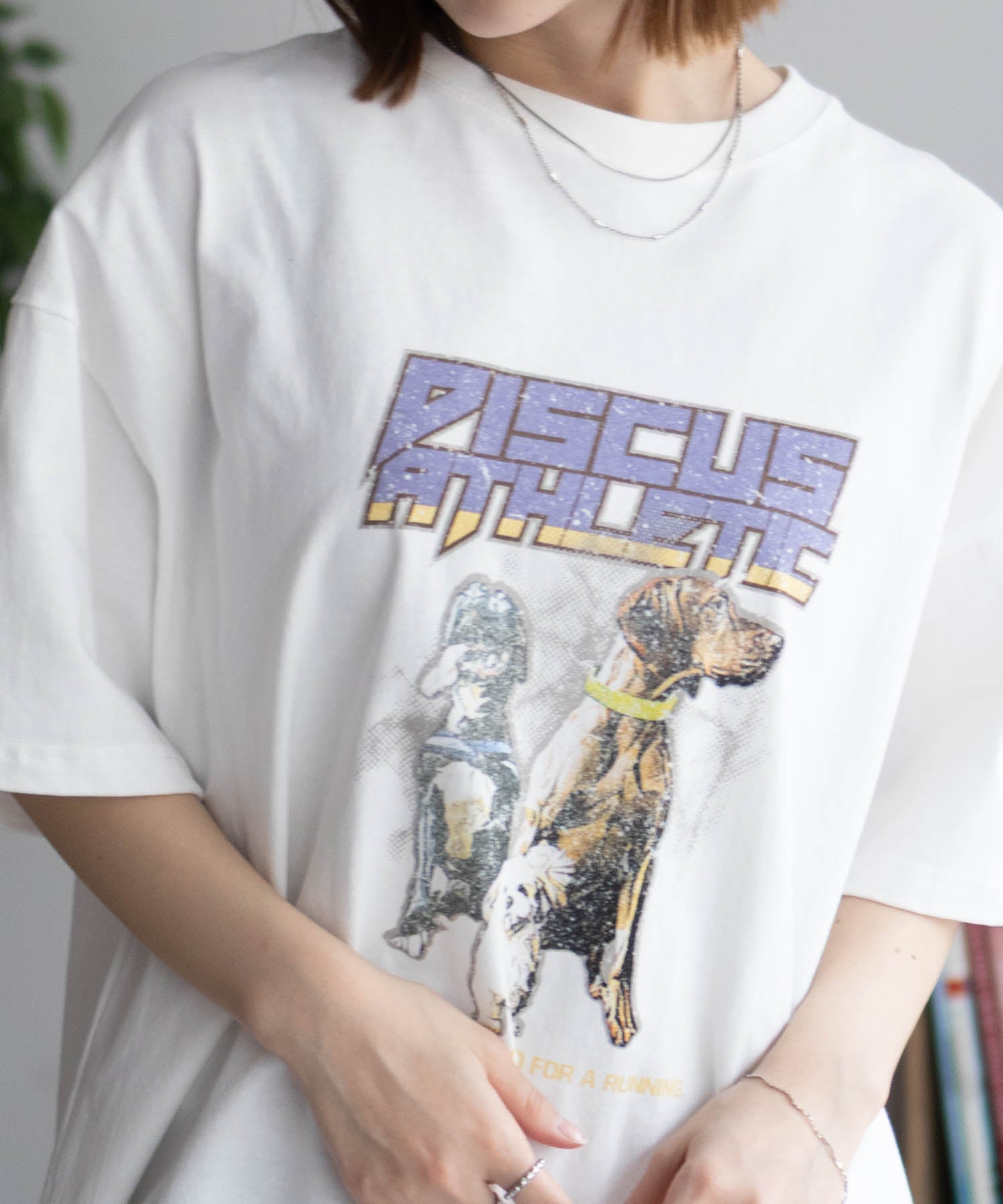 ディスカス アスレチック DISCUS ATHLETIC プリントビッグTシャツ 犬 （チャコール） チャコール