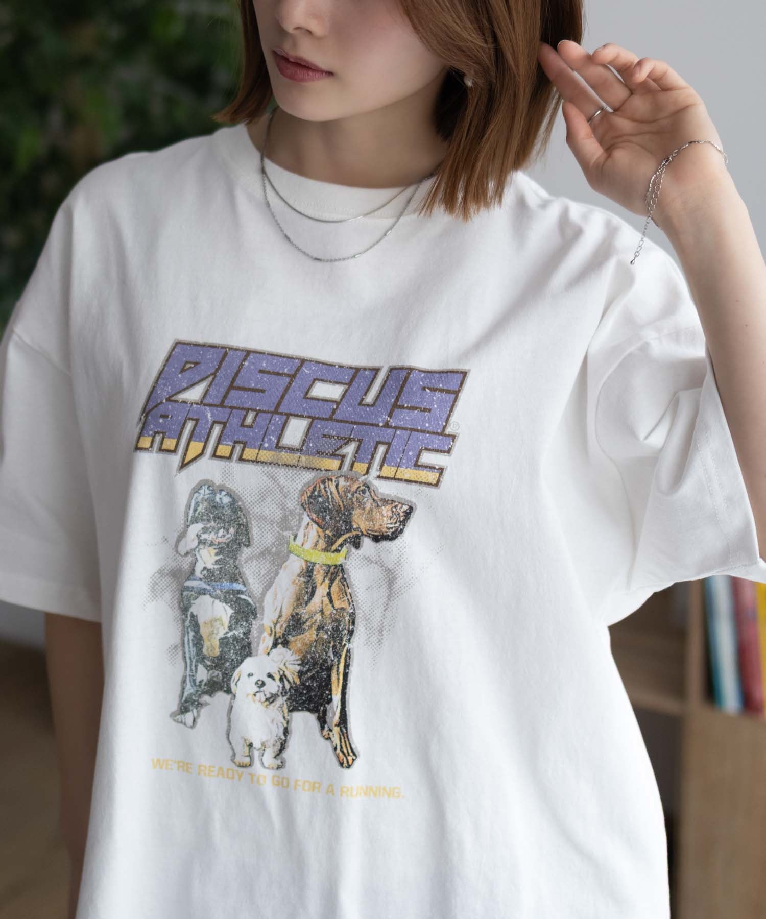 ディスカス アスレチック DISCUS ATHLETIC プリントビッグTシャツ 犬 （チャコール） チャコール