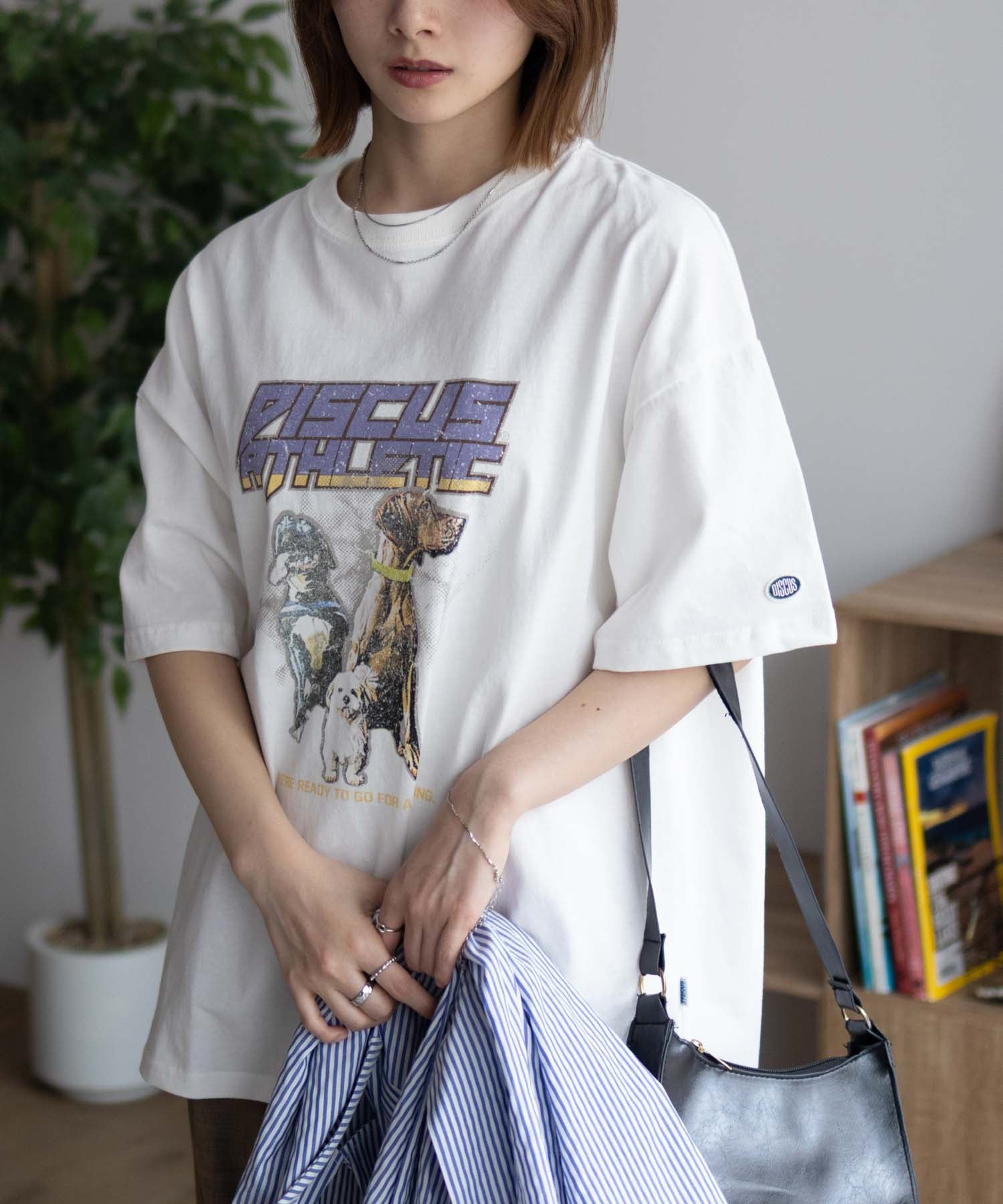 ディスカス アスレチック DISCUS ATHLETIC プリントビッグTシャツ 犬 （チャコール） チャコール