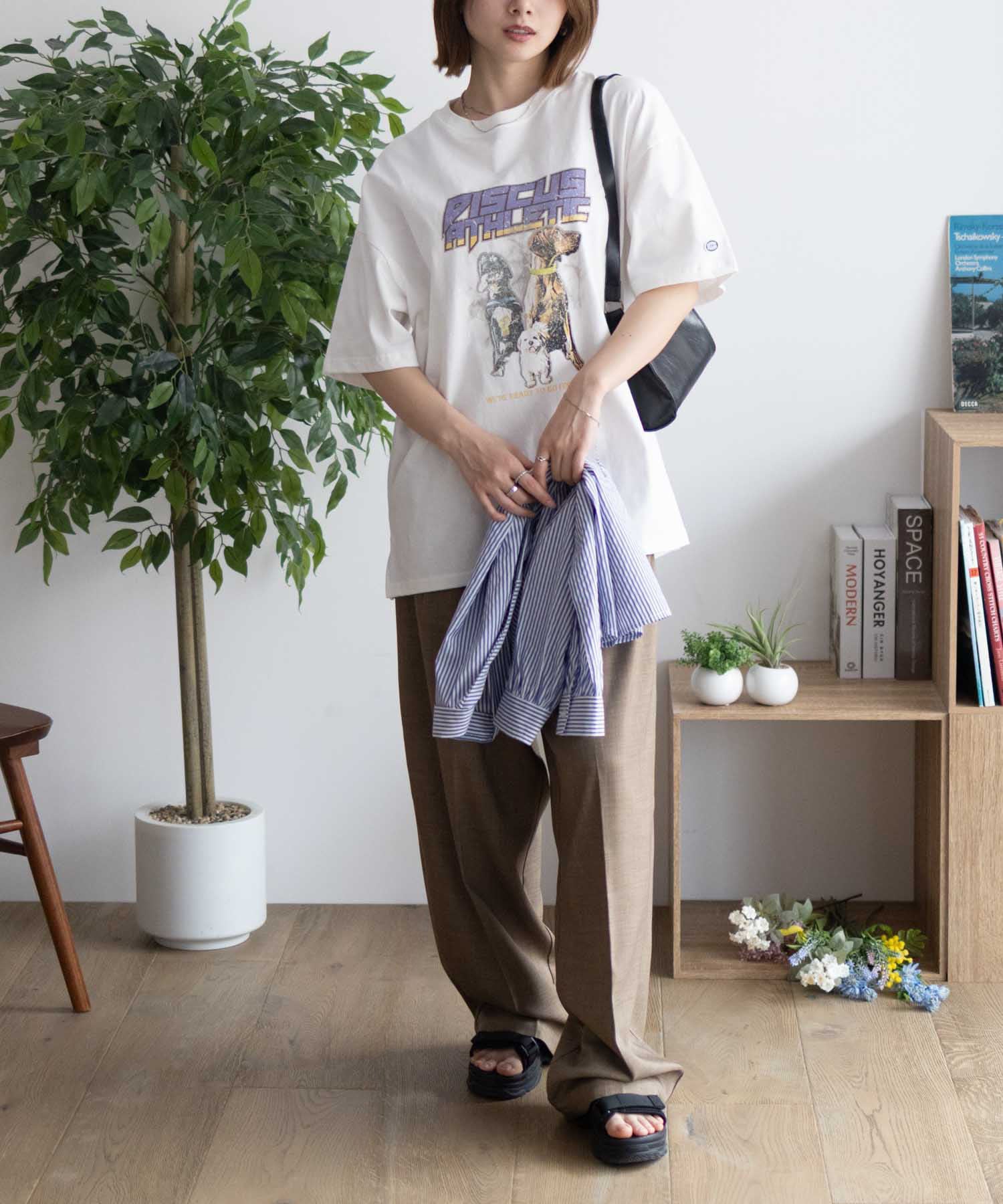 ディスカス アスレチック DISCUS ATHLETIC プリントビッグTシャツ 犬 （チャコール） チャコール