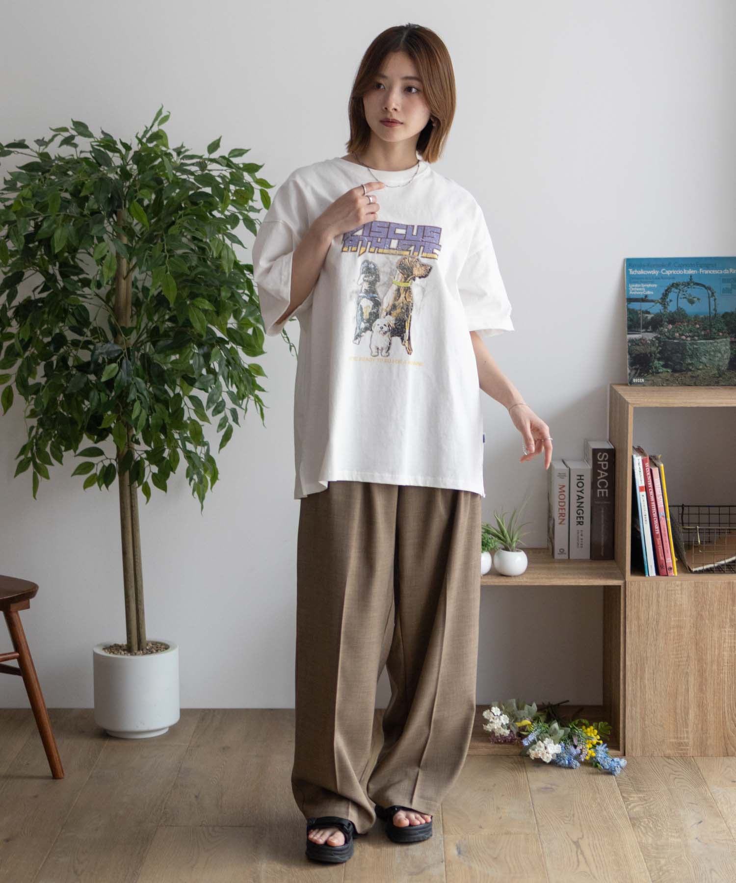 ディスカス アスレチック DISCUS ATHLETIC プリントビッグTシャツ 犬 （チャコール） チャコール