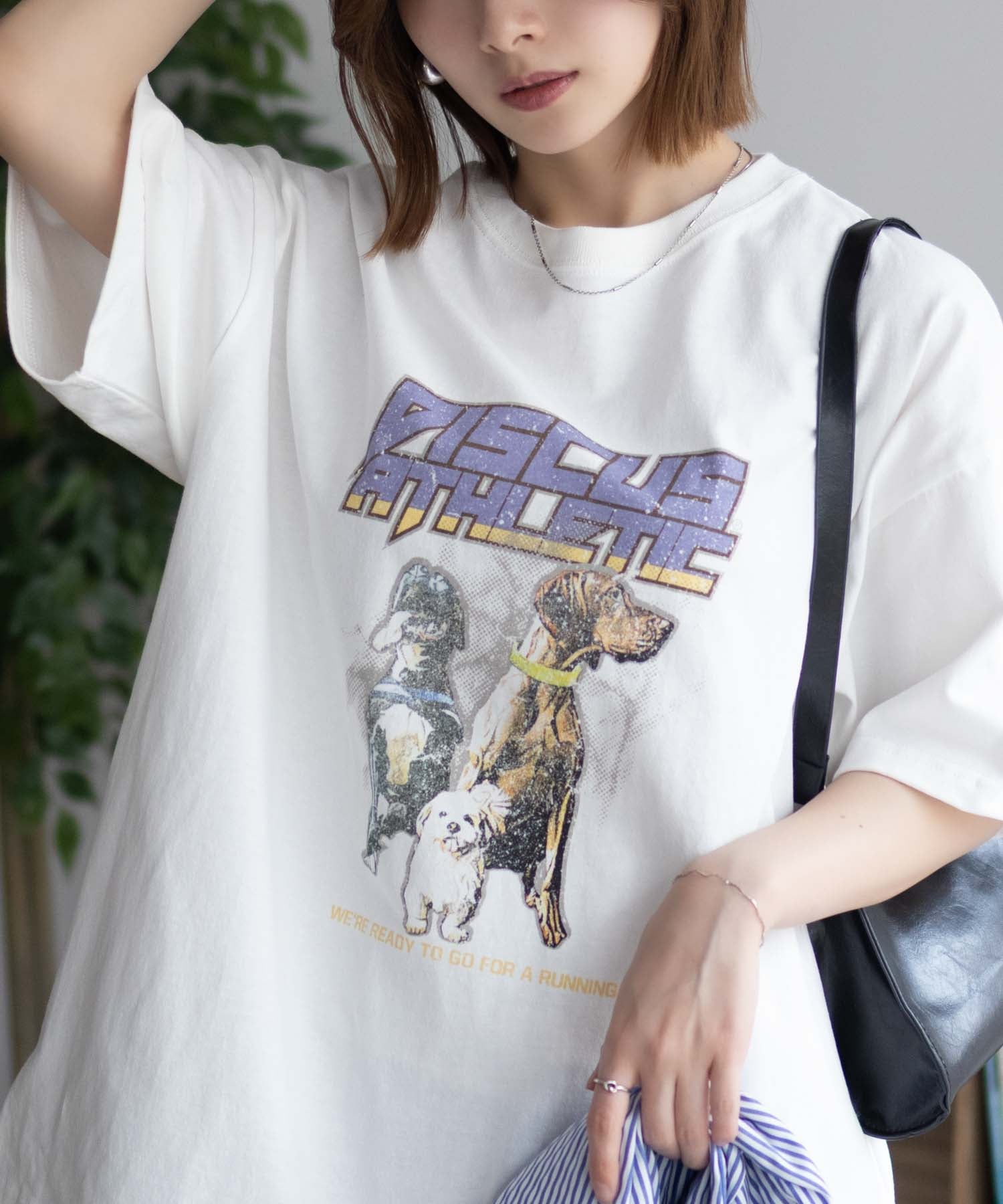 ディスカス アスレチック DISCUS ATHLETIC プリントビッグTシャツ 犬 （ホワイト） ホワイト