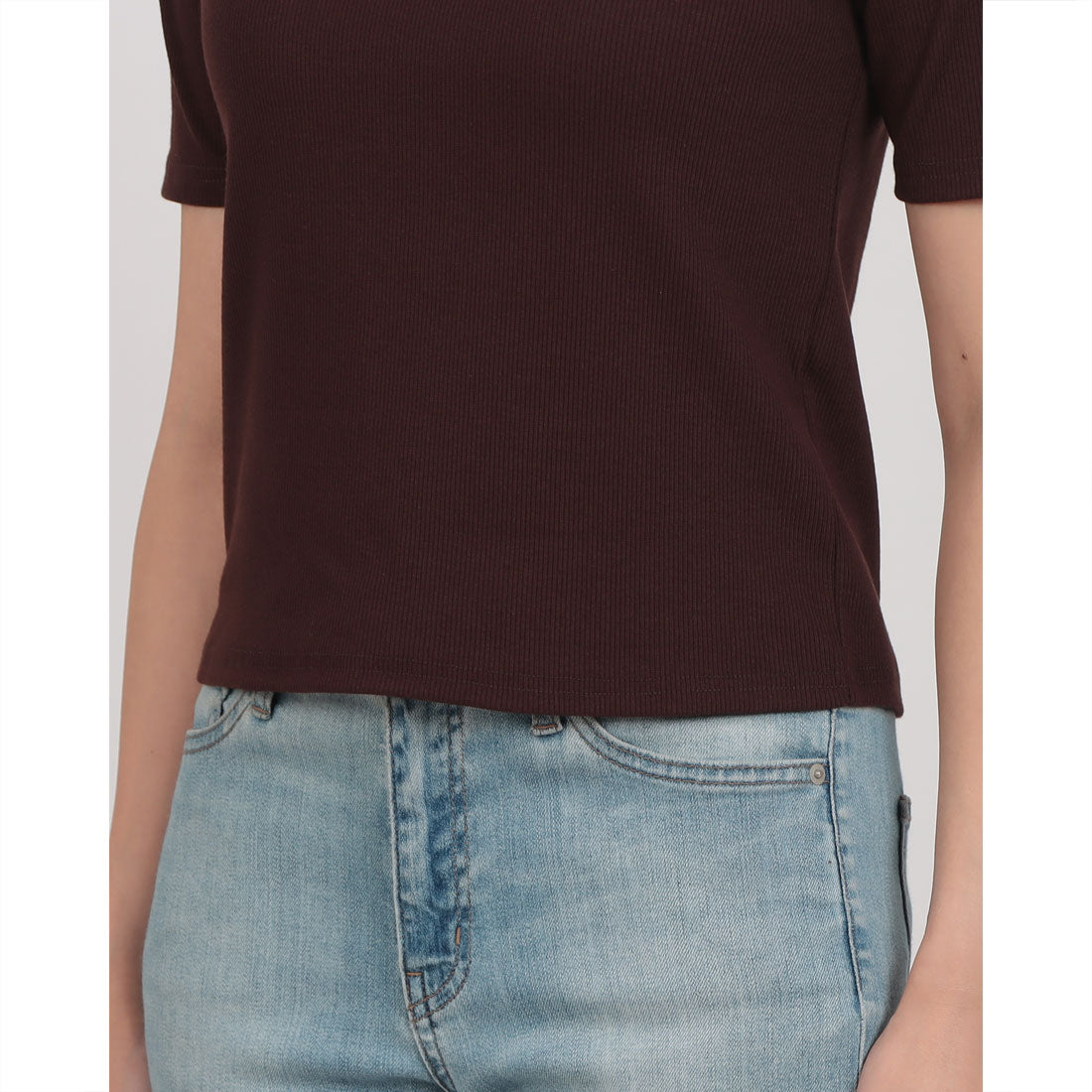 ディップインチョコレート DIP IN CHOCOLATE アシメショルダーデザインリブトップス【DIP IN CHOCOLATE】 （ブラウン） ブラウン