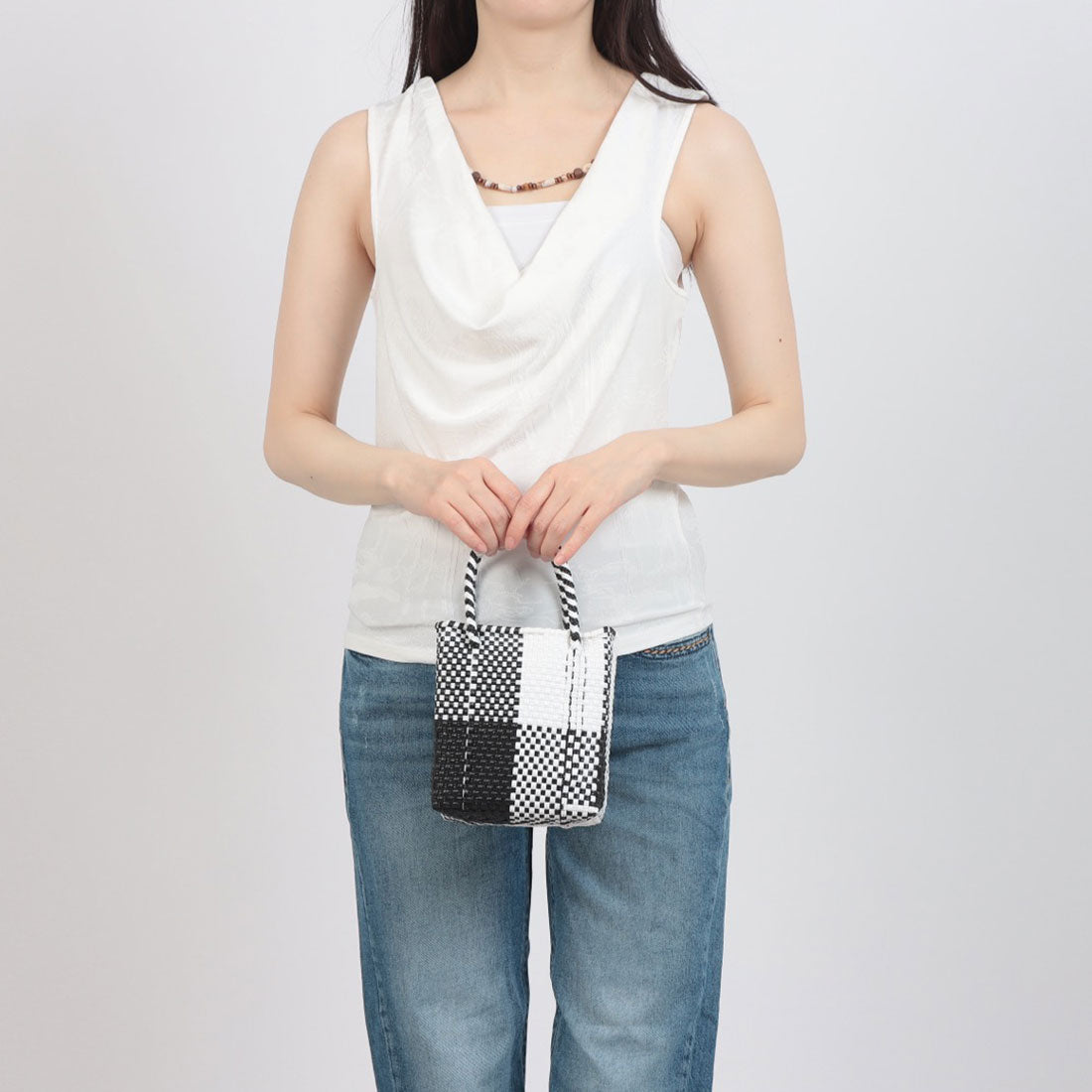 ドゥ アルシーヴ DOUX ARCHIVES 【Letra】MERCADO BAG MINI STYLE BLOCKS （WH/BK） WH/BK