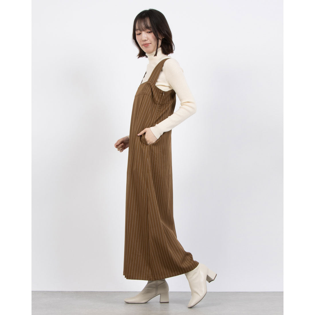 ドゥ アルシーヴ DOUX ARCHIVES ストライプジャンパースカート （BRN） BRN