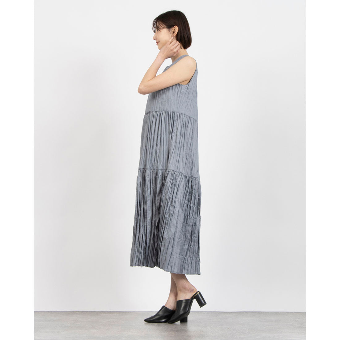 ドゥ アルシーヴ DOUX ARCHIVES ウォッシャブル切り替えハンドプリーツワンピース （BLK） BLK