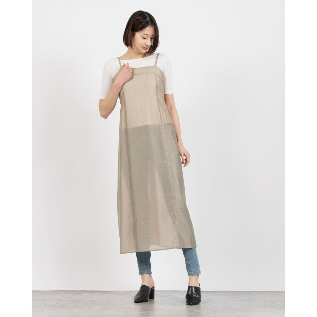 ドゥ アルシーヴ DOUX ARCHIVES シアーロングキャミワンピース （OLV） OLV