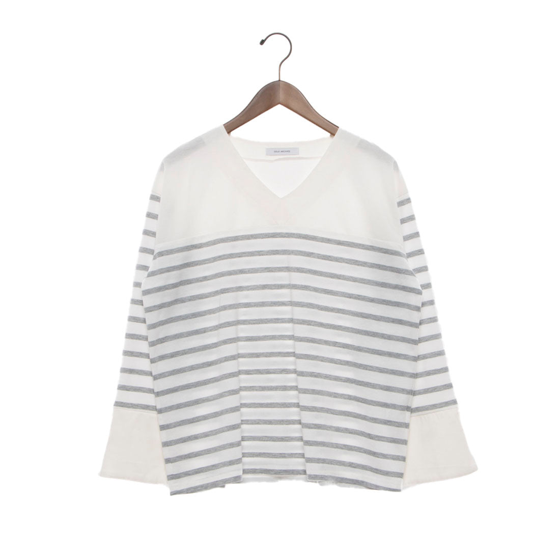 ドゥ アルシーヴ DOUX ARCHIVES 袖カフスVネックボーダーT （GRY） GRY