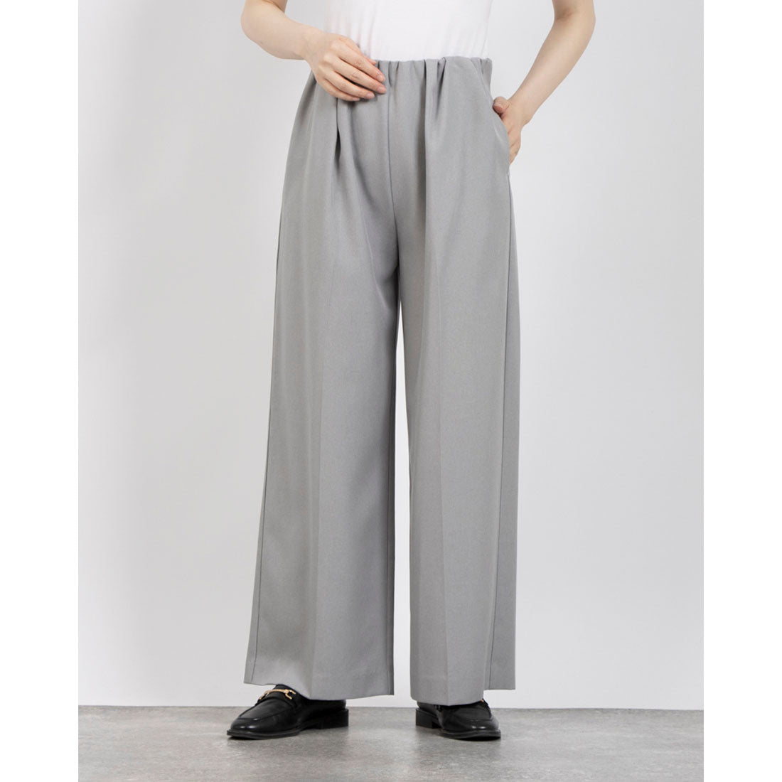ドゥ アルシーヴ DOUX ARCHIVES ウエストギャザーワイドパンツ （GRY） GRY
