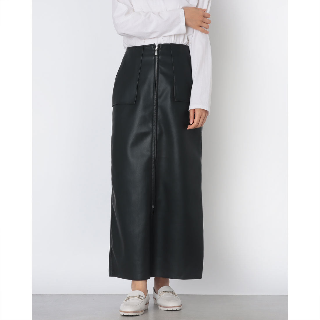 ドゥ アルシーヴ DOUX ARCHIVES FレザーWZipスカート （BLK） BLK